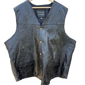 Navarre Leather Company Italian Stone Black Men's Leather Vest Size 4XL